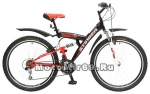 Велосипед 26 STINGER BANZAI (2х.подв,18ск,рама ст.16,торм.обод.V-Br,TZ30/TY21/TS-38) 124831черный