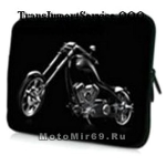 Чехол для ноутбука. планшета из черного неопрена с изображением мотоцикла (ЧОППЕРА) 12