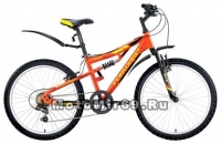 Велосипед 24 FORWARD CYCLONE 1.0 (2х подвес,6 ск,рама 14,5 сталь,торм.V-Brake) оранжевый/черный