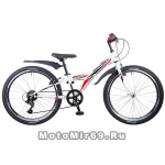 Велосипед 24 NOVATRACK RACER (6ск,МТВ,рама ст.10,вилка жест,торм.V-Brake) 135372, белый