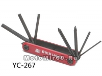 Набор инструментов BIKE HAND YC-267 складной: шестигранники 2/3/4/5/6мм, отвёртки +/-, в торг.уп.