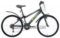 Велосипед 24 FORWARD ALTAIR MTB HT 1.0 (6ск, рама 14сталь,пласт.крылья) бирюзов.,мат.черный