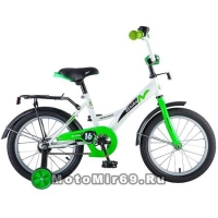 Велосипед 16 NOVATRACK STRIKE (торм.ножной, крылья и багажник черные) белый-зеленый, 124276