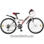 Велосипед 24 NOVATRACK RACER (6ск,МТВ,рама ст.12,вилка жест,торм.V-Brake) 135370, белый