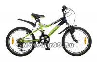 Велосипед 20 NOVATRACK FLYER (12ск,рама сталь,торм.(V-br),Shimano) 117085 зелено/черный