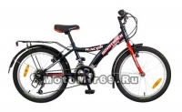 Велосипед 20'' NOVATRACK RACER (6ск,МТВ,рама сталь,вилка жест,торм.V-Brake) 117050, красный