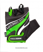 Перчатки вело мужские, гелевые вставки, цвет черный с зеленым, размер S
