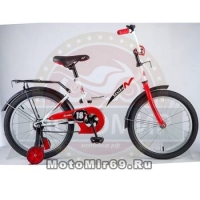 Велосипед 18 NOVATRACK STRIKE (ножной тормоз, цветные крылья, багажник черный) 126756 бело-красный