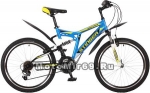Велосипед 24 STINGER HIGHLANDER 100 V (2х.подв.,18ск,рама 16,5сталь,торм.V-br) синий 117391