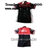 Рубашка МОТОСПОРТ (с коротким рукавом, с воротником) черно-красная Honda RB050