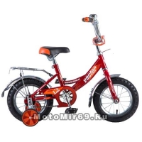 Велосипед 12 NOVATRACK VECTOR (торм.ножной, крылья и багажник хром) 125961, красный