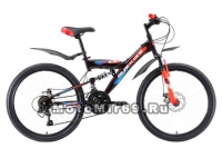 Велосипед 24 BLACK ICE FS D (21ск, рама сталь 18, тормоза мех.дисковые) черный/красный/синий