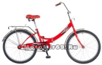 Велосипед 24'' FS-24 NOVATRACK (складной,1ск,торм.ножной,багаж,звонок) 135057, красный