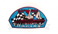 Нашивка Hot Rod Racing (девушка 70х с сердечком, машиной и финишными флагами) 05591116 НАКЛЕИВАЕТСЯ