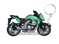 Брелок Модель мототехники (КС014), ПВХ, дорожный мотоцикл Зеленый с черным
