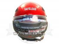 Шлем открытый Safelead LX-256 колобки с доп. стеклом красный S