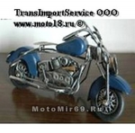 Модель мотоцикла хендмейд, синий бак и крылья №2 (С2 два седла)