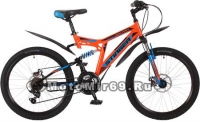 Велосипед 24 STINGER HIGHLANDER 100 D (2х.подв,18ск,рама 16,5сталь,торм.мех.диск) оранж.