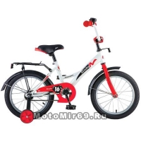 Велосипед 16 NOVATRACK STRIKE (торм.ножной, крылья и багажник черные) белый-красный, 124277