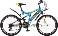 Велосипед 24 STINGER HIGHLANDER 100 V (2х.подв.,18ск,рама 14сталь,торм.V-br) синий