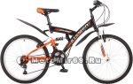 Велосипед 24 STINGER BANZAI (2х.подвес,18ск,рама сталь 16,5,торм.обод V-Brake) черный