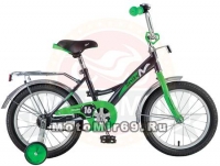 Велосипед 18 NOVATRACK STRIKE (ножной тормоз, цветные крылья, багажник черный) 126757 черно-зеленый