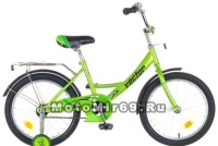 Велосипед 18 NOVATRACK VECTOR (1ск,рама сталь,торм.ножной,крылья цвет.,баг.хром) 133937, салатовый