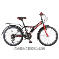 Велосипед 20'' NOVATRACK RACER (12ск,МТВ,рама сталь,вилка жест,торм.V-Brake) 117081, черный