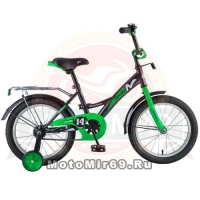 Велосипед 12 NOVATRACK STRIKE (ножной тормоз, цветные крылья, багажник черный) 125957 черно-зеленый
