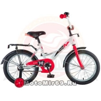 Велосипед 12 NOVATRACK STRIKE (ножной тормоз, цветные крылья, багажник черный) 125956 бело-красный