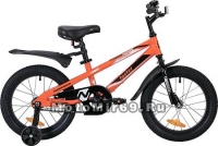 Велосипед 16'' NOVATRACK JUSTER (торм.нож.,защта А-тип, пластик.крылья) оранжевый, 134038